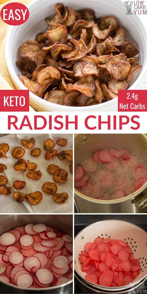 Radish Keto Recipes, Keto Radish Recipes, Hypoglycemic Diet, Advocare Diet, Radish Chips, Keto Crackers, Low Sugar Diet Recipes, Low Fat Low Carb, Low Carb Low Fat Recipes