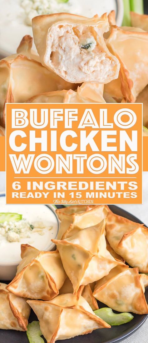 Buffalo Chicken Wontons, Airfryer Recipe, Fancy Kitchen, Chicken Wontons, Wonton Recipes, Food Appetizers, Dinner Appetizers, Kitchen Appliance, Game Day Food