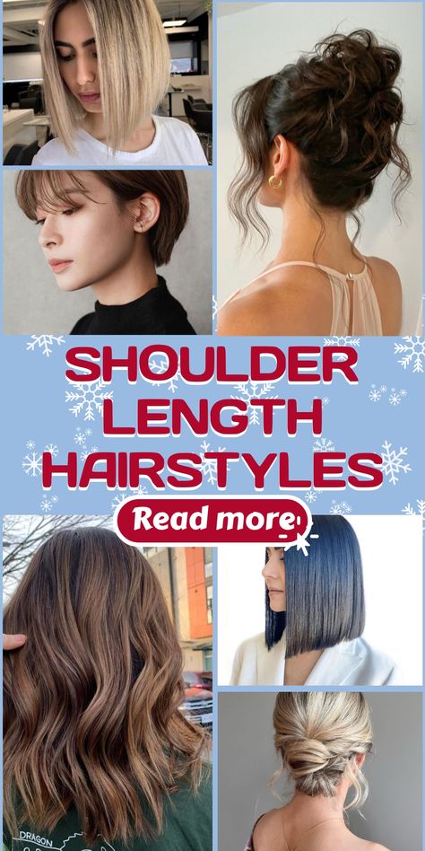 Revamp your look this winter with a variety of gorgeous shoulder-length hairstyles that exude trendiness and charm during the cold season. Choose from textured lobs, layered waves, or chic bob cuts to accentuate your innate beauty and stand out beautifully against the snowy backdrop. Opt for a shoulder-length hairstyle that reflects confidence and sophistication as you navigate the chillier months in style. Discover new ways to elevate your winter look effortlessly! Shoulder Length Hair Dos Easy, Just Past Shoulder Length Hair, Textured Lobs, Snowy Backdrop, Elegant Christmas Party, Winter Hairstyle, Christmas Party Hairstyles, Chic Bob, Rich Brunette