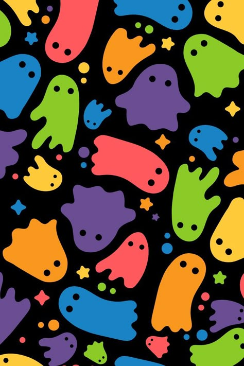 Ghosts Background, Pride Halloween, Gay Halloween, Halloween Wallpaper Cute, Hippie Painting, Cute Black Wallpaper, Witchy Wallpaper, Simple Iphone Wallpaper, Rainbow Pride