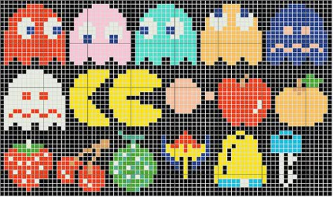 Pacman Cross Stitch Pattern by johloh, via Flickr Image Pixel Art, Retro Crafts, Motifs Perler, Pola Kristik, Pixel Pattern, Perler Patterns, Free Cross Stitch, Loom Patterns, Knitting Charts