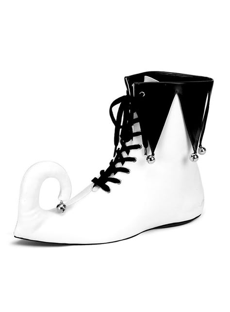 Jester Shoes white-black Jester Boots, Jester Shoes, Venetian Jester, Jester Outfit, Black And White Costume, Halloween Costumes Party, Jester Costume, Halloween Costume Store, Clown Clothes