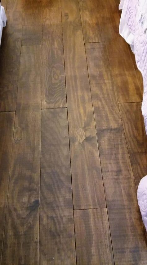 Plywood Plank Flooring, Debbie Finn 2 6 17, 6 Inch Planks Stained And Polyed, Featured On @Remodelaholic Stained Plywood Floors, Plywood Plank Flooring, Stained Plywood, Types Of Wood Flooring, Hardwood Floor Colors, Cheap Flooring, Basement Floor, Oak Laminate Flooring, Light Hardwood