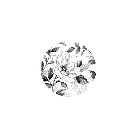 Circle And Flower Tattoo, Round Tattoo Design, Gardenia Tattoo, Circular Tattoo, Flor Tattoo, Round Tattoo, Tattoo Over Scar, Wrist Tattoo Ideas, Wildflower Drawing