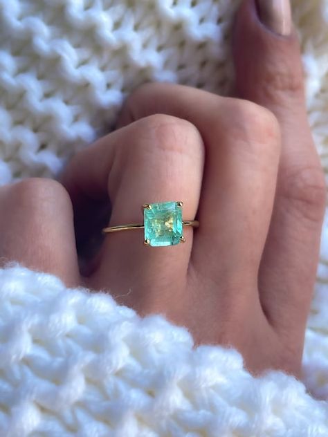 Emerald Ring White Gold, Emerald Cut Emerald Ring, Colombian Jewelry, Beryl Ring, Colombian Emerald Ring, Smaragd Ring, Columbian Emeralds, Emerald Ring Vintage, Ring Emerald Cut