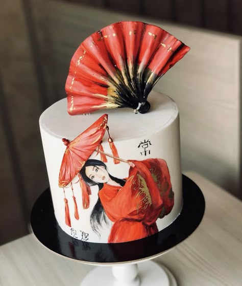 Japanese Themed Birthday, Japanese Wedding Cakes, Mulan Cake, Disney Princess Party Decorations, Easter Cake Designs, Japan Cake, Beautiful Pie Crusts, Cake 2023, Bolu Cake