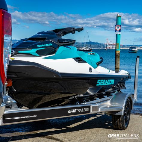 The GFAB alloy single jetski trailer is designed to suit all ski brands and models. It features:  → Built using high tensile marine and transport grade alloy  → Single unbraked axle  → Rated to 750kg GVM  → Fulton jockey wheel  → Fulton winch  → 13” low profile high capacity tyres on satin black alloy rims  → Fully rollered bunks with corner posts  ‌  #GFABTrailers #boattrailer #customtrailer #boatinglife #jetskilife #fishingtime #jetskiing #seadoo Jetski Trailer, Seadoo Jetski, Jet Ski Trailer, Birthday 13, Ski Brands, Aluminum Trailer, Ski Instructor, Boat Trailers, Ski Boats