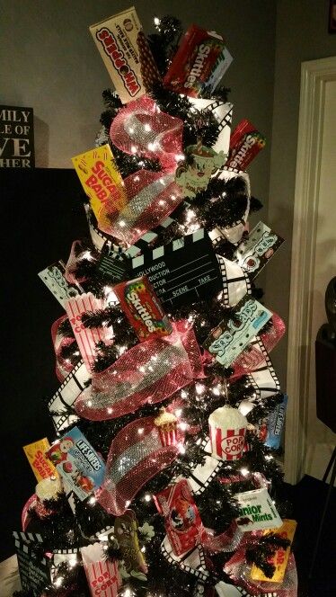 Theater room, Media room Christmas tree! Had a lot of fun decorating this one! Moth Crochet Pattern, Moth Crochet, Room Christmas Tree, Movie Theater Decor, Deaths Head, Deaths Head Moth, Christmas Decor Inspiration, Crochet Beanie Pattern, Theater Room