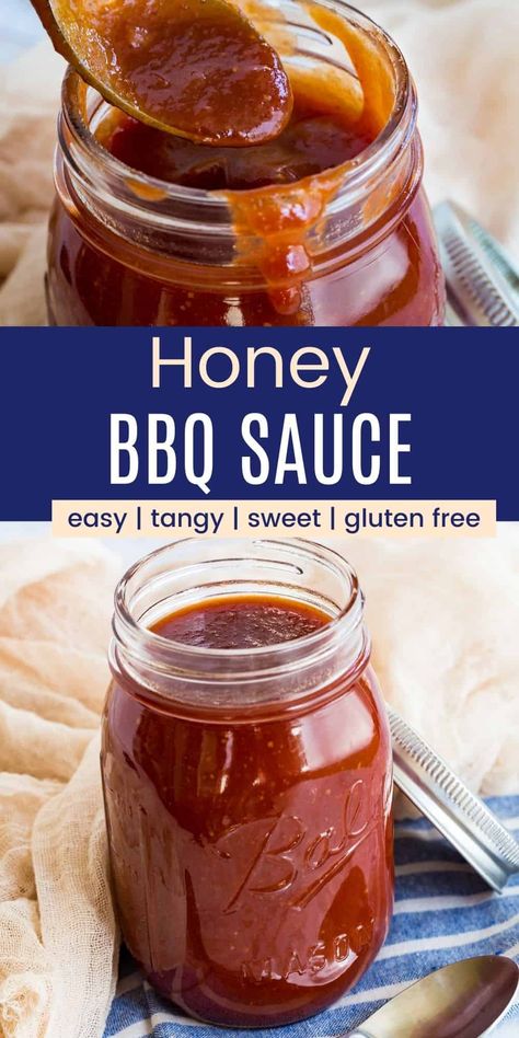 Homemade Honey BBQ Sauce adds the perfect balance of sweet and tangy to your favorite barbecue dishes. So easy to make and better than anything from a bottle. No ketchup in this recipe! Sweet Honey Bbq Sauce, How To Make Honey Bbq Sauce, Honey Barbecue Sauce Recipe, Bbq Sauce Homemade No Ketchup, Bbq Sauce With Honey, No Ketchup Bbq Sauce Recipe, Homemade Bbq Sauce No Ketchup, Bbq Sauce No Ketchup, Honey Barbeque Sauce