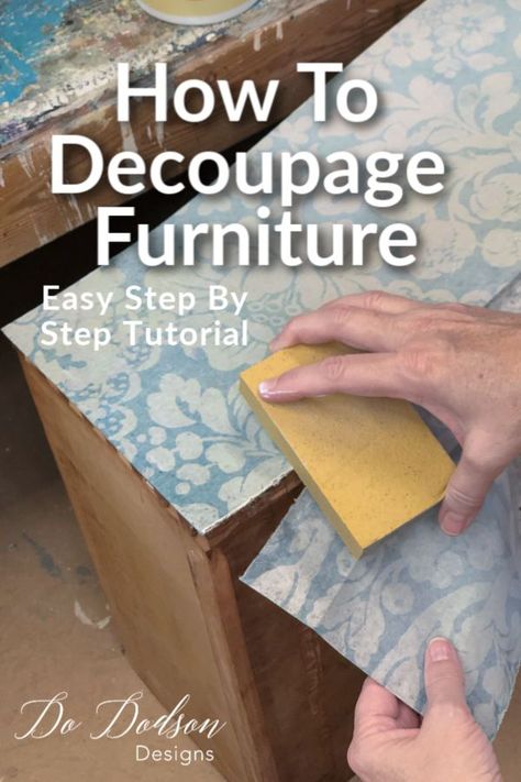 How To Decoupage Furniture, Decoupage Tutorial, Decoupage Decor, Mod Podge Crafts, Decoupage Wood, Paper Furniture, Decoupage Tissue Paper, Furniture Fix, Store Furniture