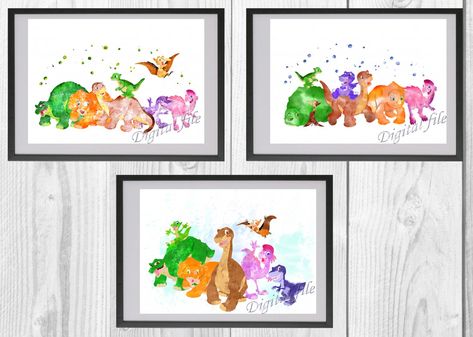 Mickey Mouse Clubhouse Bedroom, The Land Before Time, Land Before Time, Disney Print, Watercolor Nursery, Dinosaur Nursery, Nursery Inspo, Poster Home Decor, Watercolor Rainbow