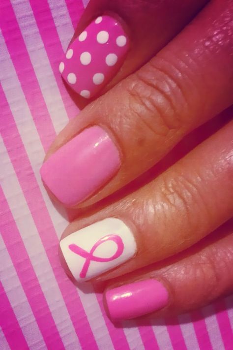 Pink Ribbon Nails, Her Nails, Nails Pink, Cute Nail Designs, Creative Nails, Nails Nails, Pink Ribbon, How To Do Nails, Beautiful Nails