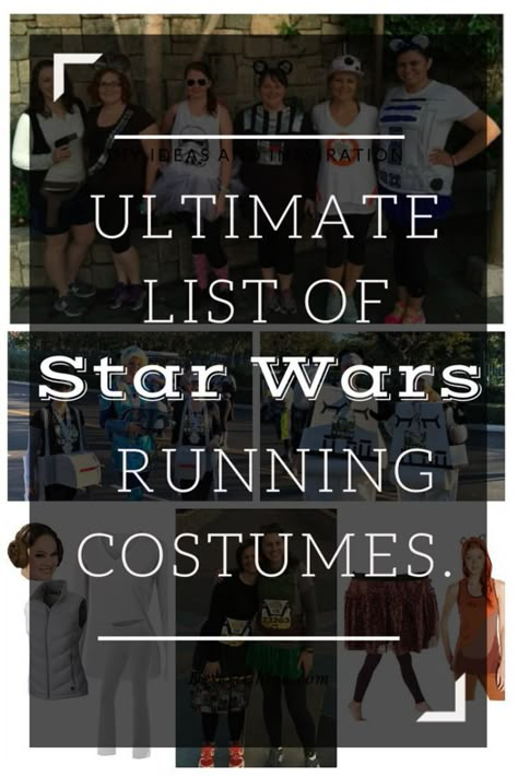 Are you ready for the Run Disney Star Wars Half Marathon? Training & travel plans are important but don't forget about your Star Wars running costume. Star Wars Running Costume, Star Wars Themed Food, Rundisney Costumes, Race Costume, Marathon Nutrition, Disneyland Half Marathon, Disney Half Marathon, Disney Running, Disney Races