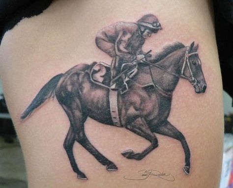 Jockey Tattoo, Horse Tattoos, Horse Jockey, Racing Tattoos, Lion Tattoo Sleeves, Club Tattoo, Gemini Tattoo, Alien Tattoo, Dad Tattoos