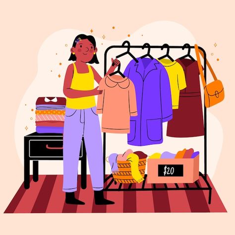 Store Illustration, Shop Illustration, College Work, Thrift Shop, Fashion Project, Psd Icon, Vector Hand, Thrift Shopping, Vector Photo