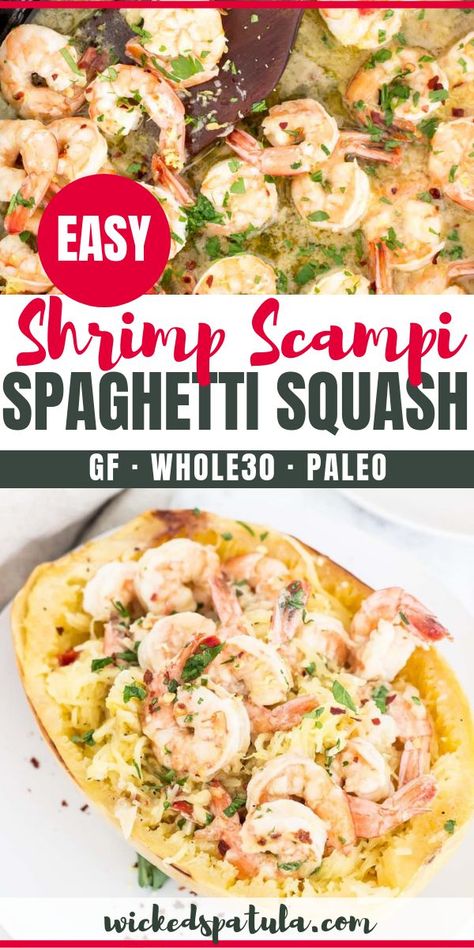 Shrimp And Spaghetti Squash Recipes, Spaghetti Squash Shrimp Recipes, Spaghetti Squash Scampi, Shrimp With Spaghetti Squash, Spaghetti Squash Recipes Shrimp, Spaghetti Squash Recipes With Shrimp, Paleo Recipes Shrimp, Whole 30 Shrimp Scampi, Whole 30 Spaghetti Squash Recipes