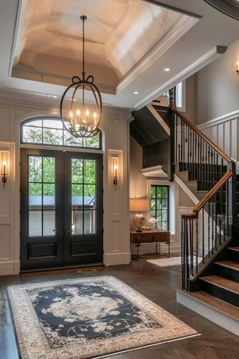 Modern Georgian Style Homes, Old Southern House Interior, Modern Victorian Aesthetic Home, Modern Victorian Entryway, Victorian House Ideas, Victorian Modern House, Modern Victorian Homes Interior Ideas, Victorian Transitional, Modern Victorian Homes Interior