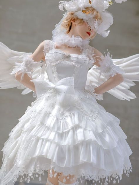 White Angle/Lolita Fashion
Give you wings to face the world Aesthetic White Ball Gown, Angle Dress Costume, Angle Costume Aesthetic, White Angelic Dress, Angle Core Outfit, Angel Dress Aesthetic, Angel Outfit Aesthetic, White Angel Dress, Angel Costume Dress