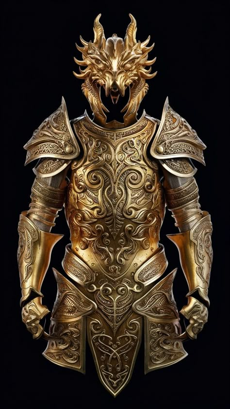 Stone Armor, Fantasy Tropes, Shoulder Armor Tattoo, Dungeons And Dragons Ideas, Armour Fantasy, Golden Armor, Armor Tattoo, Historical Warriors, Armor Design