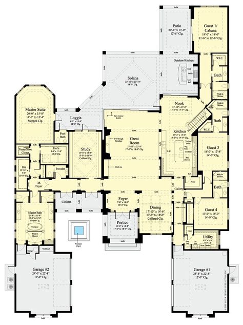 Multigenerational House Plans, Multigenerational House, Modern House Floor Plans, Bathroom Floor Plans, Mansion Floor Plan, Contemporary House Plans, Modern Mansion, Luxury House Plans, Modern House Plan