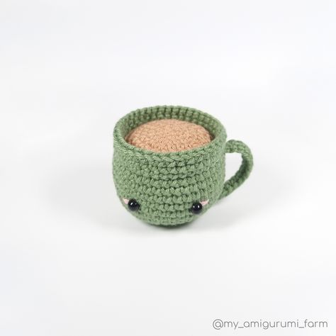 FREE CROCHET COFFEE CUP PATTERN Magic Ring Crochet, Cup Pattern, Cozy Crochet Patterns, Easy Crochet Stitches, Crochet Food, Crochet Amigurumi Free Patterns, Crochet Amigurumi Free, Plush Pattern, Pink Yarn