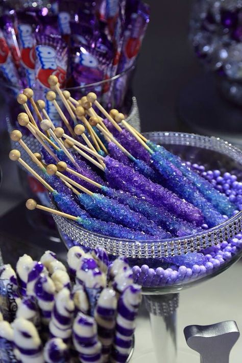 Purple Themed Food, Euphoria Dessert Table, Euphoria Theme Food, Wednesday Candy Table, Purple Birthday Party Food, Euphoria Party Food Ideas, Blue And Purple Birthday Party, Purple Themed Snack Board, Lavender Dessert Table Ideas