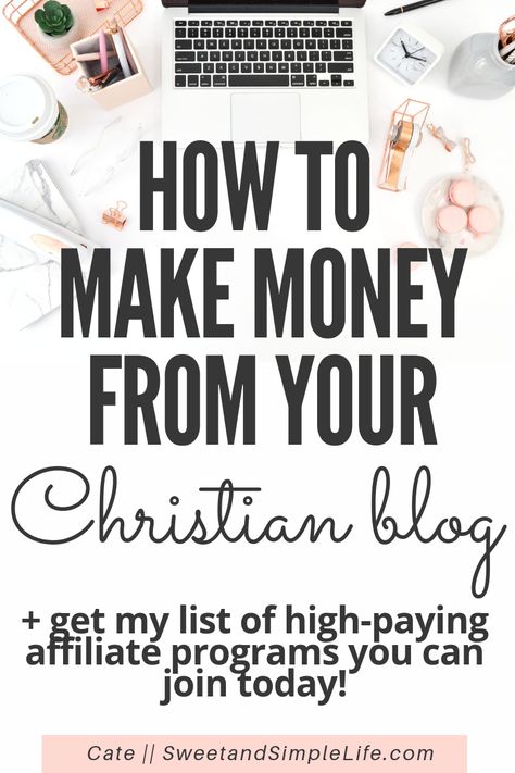 Are you a faith-based blogger that wants to monetize your blog? This article covers everything you need to know about making money from a Christian blog. If you are focused on serving Christian readers, this article is for you. Learn about affiliate marketing, sponsored work, influencer marketing, selling your own products, Google ads, and more. #blogtips #christianblog #makemoneyblogging #workfromhome Christian Products To Sell, Business Principles, Christian Writing, Start Blog, Blog Monetization, Christian Business, Blogging Inspiration, Affiliate Blogging, Blog Niche