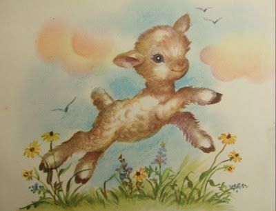 Vintage Lamb Sheep Vintage Illustration, Vintage Farm Art, Vintage Lamb Illustration, Christos Anesti, Vintage Lamb, Vintage Easter Cards, Cute Animal Illustration, Baby Lamb, Bo Peep