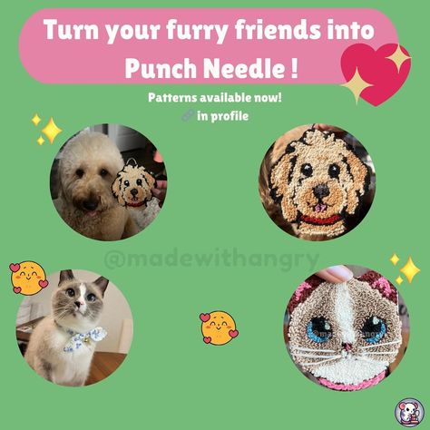 Punch Needle Patterns Cats and Dogs Punch Needle Yarn, Diy Punch Needle, Punch Needle Pattern, Cat Patterns, Punch Needle Patterns, Tiktok Shop, Fabric Combinations, Punch Needle Embroidery, Embroidery Patterns Free