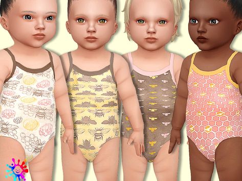 The Sims Resource - Infant Hive Swimsuit Sims 4 Cc Child Swimsuit, Swimsuit Sims 4, Sims4 Infant, Mod For Sims 4, Infants Cc, Infant Cc, Toddlers Swimwear, Sims 4 Toddler Clothes, Ts4 Mods