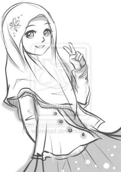 Fesyen Islam, Hijab Drawing, Until We Meet Again, Islamic Cartoon, Anime Muslim, Hijab Cartoon, Meet Again, Islamic Girl, We Meet Again