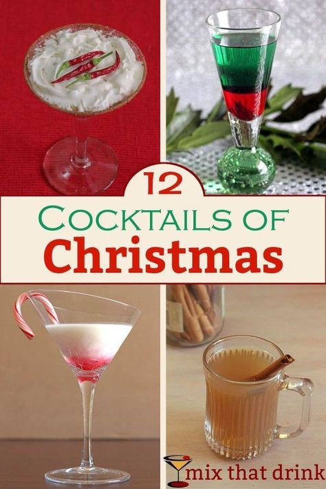 12 delicious Christmas cocktails, featuring winter classics, drinks that taste like Christmas treats, and drinks named after Santa. You're sure to find something to enjoy this winter holiday season. Best Christmas Cocktails, Christmas Cocktails Easy, Christmas Drinks Alcohol Recipes, Christmas Martini, Drinks Ideas, Cocktails Recipes, Christmas Mix, Christmas Cocktail, Hosting Christmas