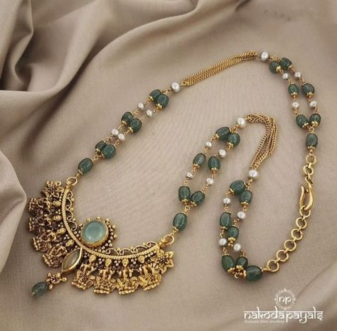 Gold Jade Necklace, Beads Jewelry Indian Gold, Mangalsutra Pendent, Beaded Wedding Jewelry, Fashion Jewelry Necklaces Gold, Temple Jewellery Earrings, Neck Pieces Jewelry, Antique Necklaces Design, Fancy Jewelry Necklace