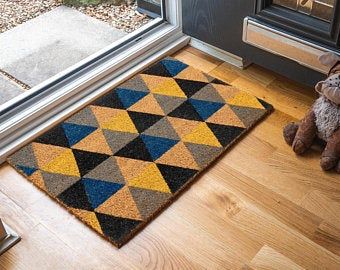 Welcome mat | Etsy Front Door Interior, Door Decorations Ideas, Coir Mat, Door Decor Ideas, Door Upgrade, Front Door Mats, Coir Doormat, Door Rugs, Geometric Star