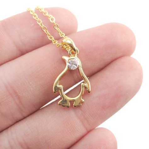 Minimal Penguin Outline Shaped Pendant Necklace in Gold Penguin Outline, Penguin Necklace, Penguin Jewelry, Glamour Jewelry, Tech Jewelry, Resin Pendant Necklace, Fancy Watches, Bone Jewelry, Cute Bedroom Decor