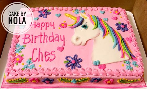 Unicorn Cake Square, Unicorn Sheet Cake Ideas, Unicorn Sheet Cake, Pink Unicorn Cake, Unicorn Number Cake, Lisa Frank Birthday Party, Moldes Para Baby Shower, Barbie Doll Cakes, Birthday Sheet Cakes