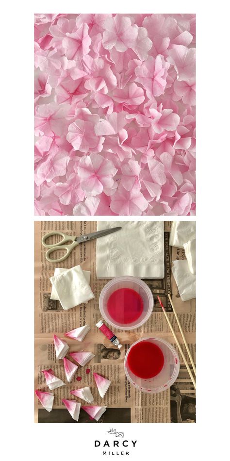 Sakura Flower Paper Craft, Diy Cherry Blossom Flowers Tissue Paper, Paper Blossom Flowers, How To Make Blossom Flowers, Diy Pink Flower Wall, Pink Paper Flowers Diy, Sakura Flower Decoration, Sakura Party Decoration, Sakura Home Decor