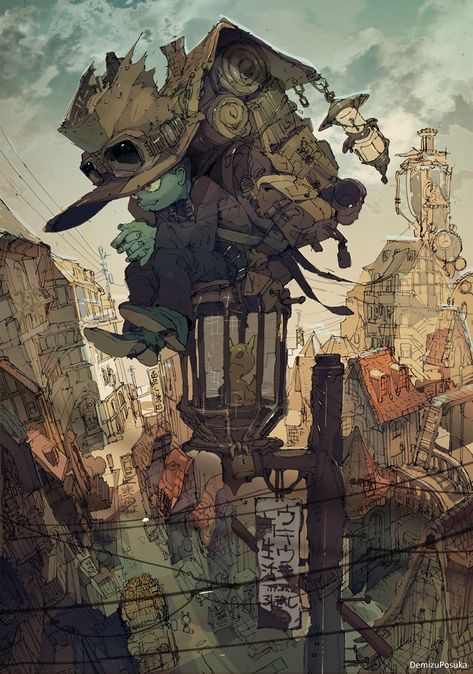 The Art of Demizu Posuka Demizu Posuka, Posuka Demizu, Arte Peculiar, Bg Design, Arte Cyberpunk, Fantasy Art Landscapes, Norman Rockwell, 판타지 아트, Fantasy Inspiration