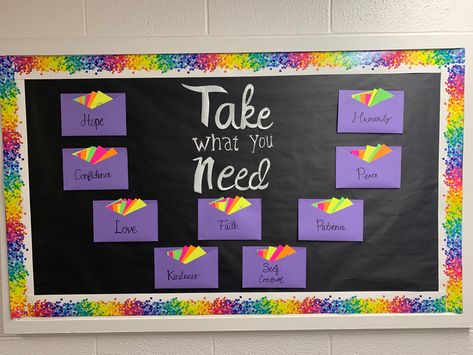 Bultin Boards Ideas, Sense Of Belonging Bulletin Board, Affirmation Wall Classroom, Kindness Week Ideas High School, Sel Bulletin Board Ideas High School, Feedback Wall, College Bulletin Boards, Work Bulletin Boards, Interactive Bulletin Board