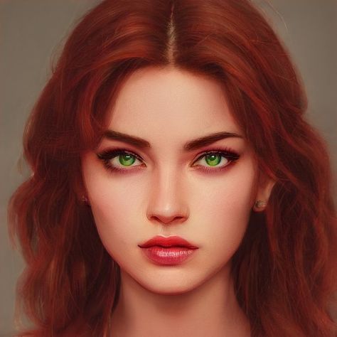 Red Hair Green Eyes Girl, Red Hair Green Eyes, Character Inspiration Girl, Girl With Green Eyes, Girls With Red Hair, Lily Evans, Digital Portrait Art, Redhead Girl, Long Red