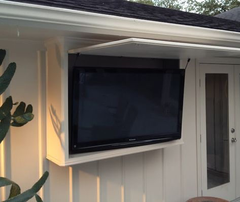 Weatherproof Tv Enclosure, Tv Cabinet Diy, Outdoor Tv Mount, Outdoor Tv Enclosure, Outdoor Tv Cabinet, Tv Enclosure, Outdoor Tv Covers, Covered Patio Design, Outdoor Cabinet