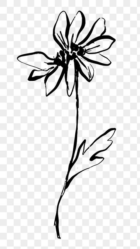 Flower Stem Drawing, Pchum Ben, Line Drawing Flower, Tattoo Homme, Brush Tattoo, Flower Line Art, Funky Tattoos, Doodle Art Flowers, Brush Design