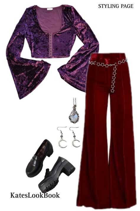 Witch Outfit With Pants, Fairycore Outfit With Pants, 70s Witch Fashion, Whimsigothic Outfits Pants, Fairycore Outfit Pants, Witch Core Aesthetic Outfit, Whimsigoth Pants Outfit, Whimsigoth Outfits Pants, Witchcraft Outfits