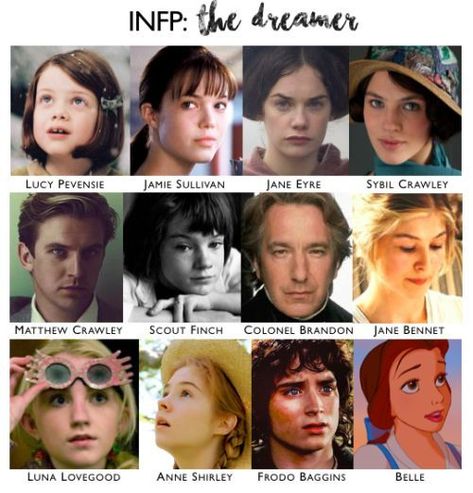 Fictional INFPs via  Pinterest . Enfp Fictional Characters, Infp Bedroom, Infp People, Infj Fictional Characters, Entj Characters, Characters Chart, Infp Characters, Jane Bennett, Colonel Brandon