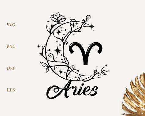 Zodiac Tattoo Taurus, Floral Zodiac Tattoo, Aries Zodiac Tattoos, Leo Zodiac Tattoos, Tattoo Svg, Zodiac Svg, Moon Zodiac, Capricorn Art, Aries Tattoo