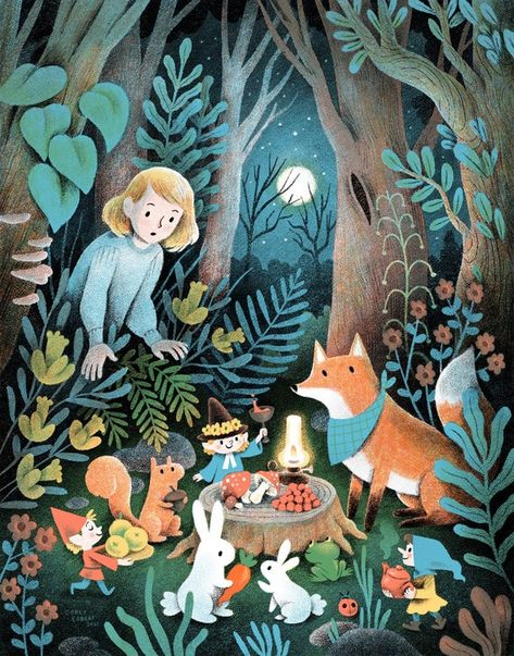 Woodland Fairies Magical Forest Harvest Feast Illustration | Etsy Woodland Fairies, Woodland Illustration, Wood Illustration, Autumn Art Print, Fairy Illustration, Unicorn Illustration, Snow Art, Forest Illustration, Woodland Scene