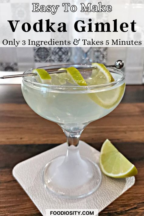 Vodka Gimlet Recipe, Winter Vodka Cocktails, Vodka Gimlet, Gimlet Recipe, Gimlet Cocktail, Vodka Cocktails Easy, Summer Vodka Cocktails, Winter Cocktail, Vodka Cocktails Recipes