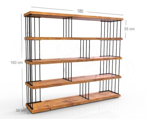 Loft Bookshelf, Contemporary Bookshelf, Iron Shelves, Solid Wood Bookshelf, Wood Tv Unit, Dining Room Shelves, Modern Industrial Design, Wood Bookshelf, Large Bookcase