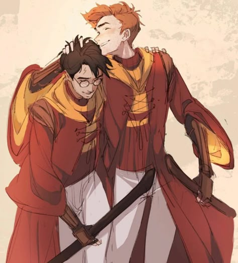 Harry Potter X Ron Weasley Fanart Ship, Book Ron Weasley Fan Art, Harry And Ron Fanart, Ron And Harry Fan Art, Ronarry Fanart, Ron X Harry, Ron Weasley Fan Art, Ron And Harry, Potter Art