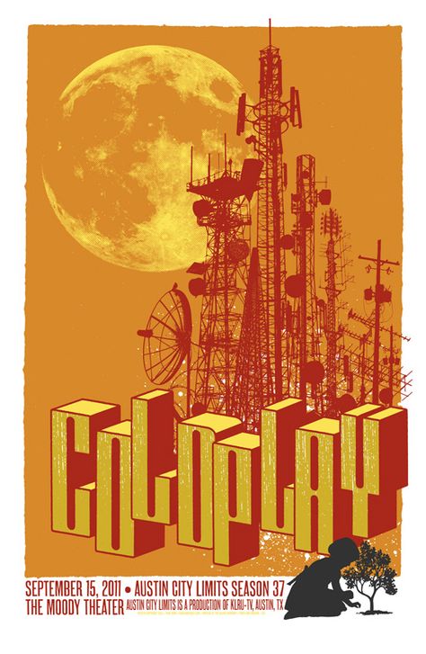 coldplay poster Coldplay Poster, Vintage Music Posters, Austin City Limits, Vintage Poster Design, Music Poster Design, Poster Room, Art Deco Posters, Picture Collage Wall, Tour Posters